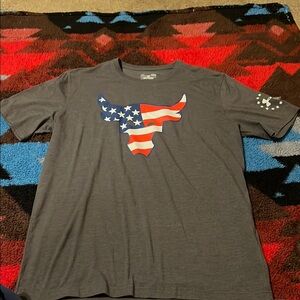 Under Armour Men's Gray T-Shirt with American Flag Design
